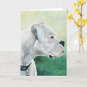 Weiße Boxer-Hundekunst-Gruß-Karte Karte (Gelbe Blume)