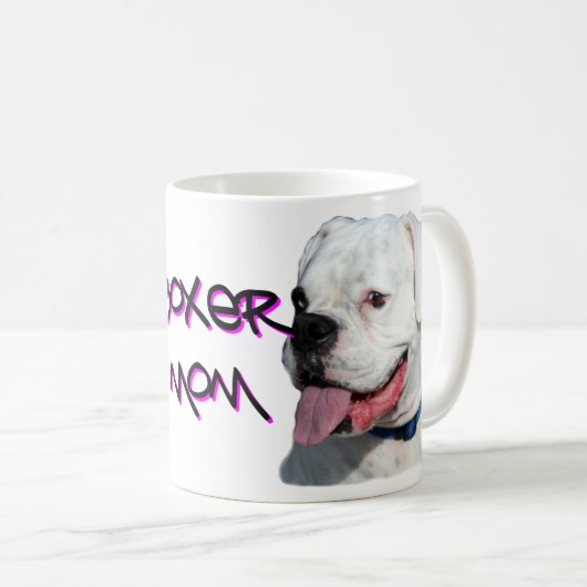 Weiße Boxer-Mama-Tasse Kaffeetasse (VorderseiteRechts)