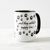Weiße Boxer-Welpen-Liebe-Tatze addieren Name-Tasse Tasse (VorderseiteRechts)