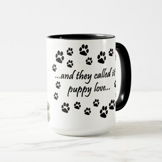 Weiße Boxer-Welpen-Liebe-Tatze addieren Name-Tasse Tasse (VorderseiteRechts)