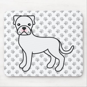 Weiße Boxerhund süße Cartoon-Illustration & Pfoten Mousepad