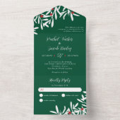 Weiße Branchen & Berries Weihnachtsfeiern Grün All In One Einladung (Innen Boden)