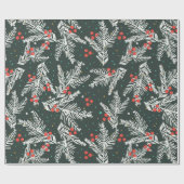 Weiße Brandzweige - Weihnachtsdekoration Geschenkpapier (Flach)