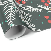 Weiße Brandzweige - Weihnachtsdekoration Geschenkpapier (Rolleneckpunkt)