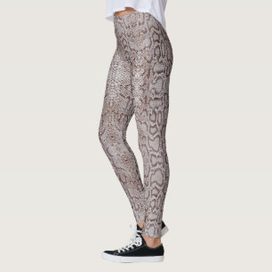 Weiße Braune Anaconda Snakeskin Leggings