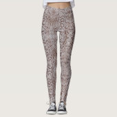 Weiße Braune Anaconda Snakeskin Leggings (Vorderseite)