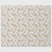 Weiße braune Blumen Brautparty Geschenkpapier (Flach)