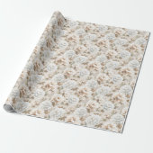 Weiße braune Blumen Brautparty Geschenkpapier (Ungerollt)