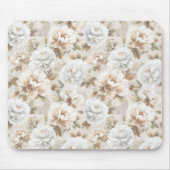 Weiße Braune Blumen Mousepad (Vorne)