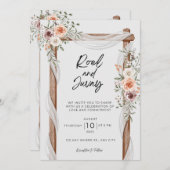 Weiße braune Rustikale Blumenhochzeit Einladung (Vorne/Hinten)