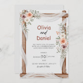 Weiße braune Rustikale Blumenhochzeit Einladung (Vorne/Hinten)