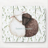 Weiße Braune Schaf Blumen Mousepad (Vorne)