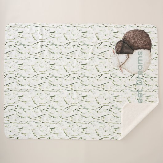 Weiße Braune Schaf Blumen Sherpadecke (Vorderseite (Horizontal))