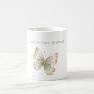 Weiße Bräunungscreme Grüne Schmetterlingsträume Kaffeetasse