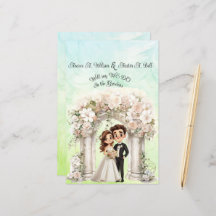 Weiße Braut und Groom-Hochzeitszettel