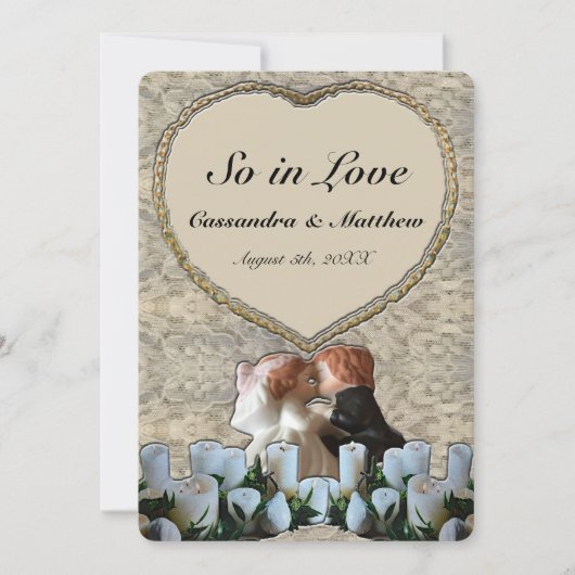 Weiße Braut und Hochzeit Einladung (Vorderseite)