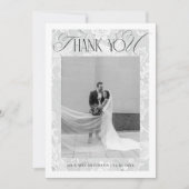 Weiße Brautkleid-Hochzeit im Vintage-Look Dankeskarte (Vorderseite)