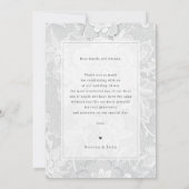 Weiße Brautkleid-Hochzeit im Vintage-Look Dankeskarte (Rückseite)