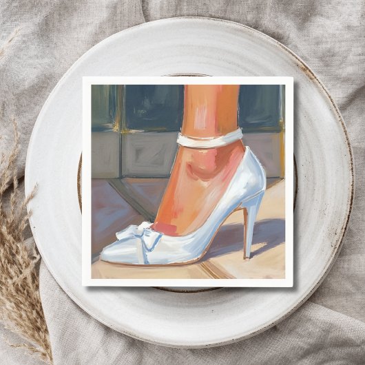 Weiße Brautschuhe Hochzeit Serviette