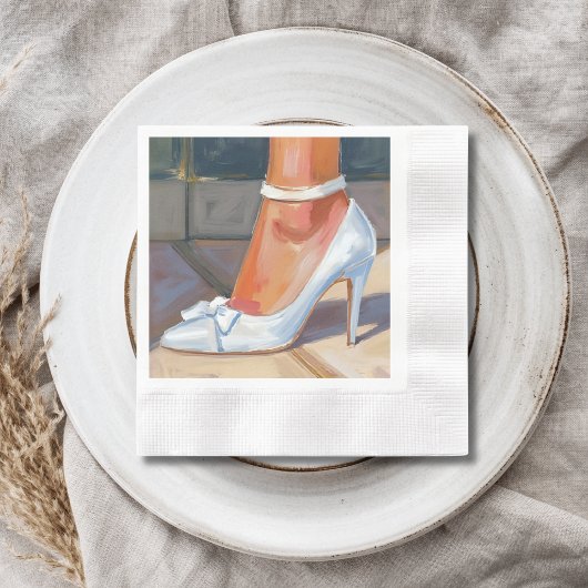 Weiße Brautschuhe Hochzeit Serviette