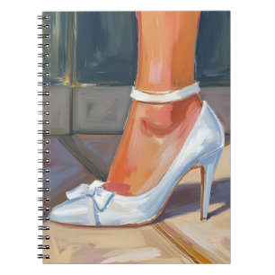 Weiße Brautschuhe Hochzeitsmalerei Notizblock