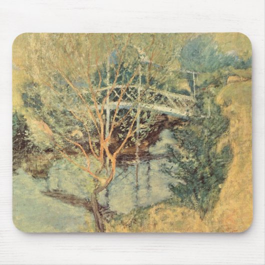 Weiße Brücke von Twachtman, Vintager Impressionism Mousepad (Vorne)