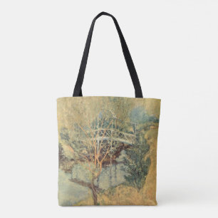 Weiße Brücke von Twachtman, Vintager Impressionism Tasche
