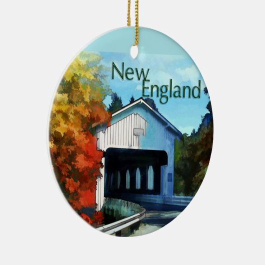 Weiße Brücken-bunter Herbst Neu-England Keramik Ornament (Rechts)