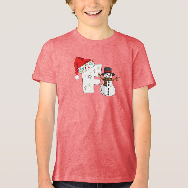 Weiße Buchstabe f Weihnachtsgeschenk  Tri-Blend Shirt (Vorderseite)