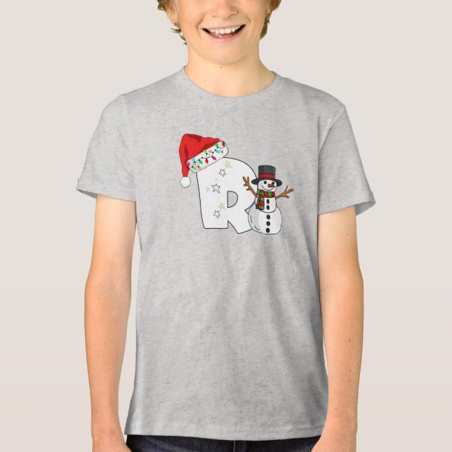 Weiße Buchstabe R Weihnachtsgeschenk  Tri-Blend Shirt (Vorderseite)