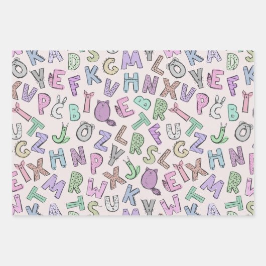 Weiße Buchstaben Geschenkpapier Set (Vorderseite 3)