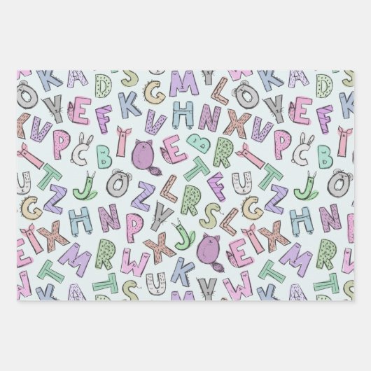 Weiße Buchstaben Geschenkpapier Set (Vorderseite)