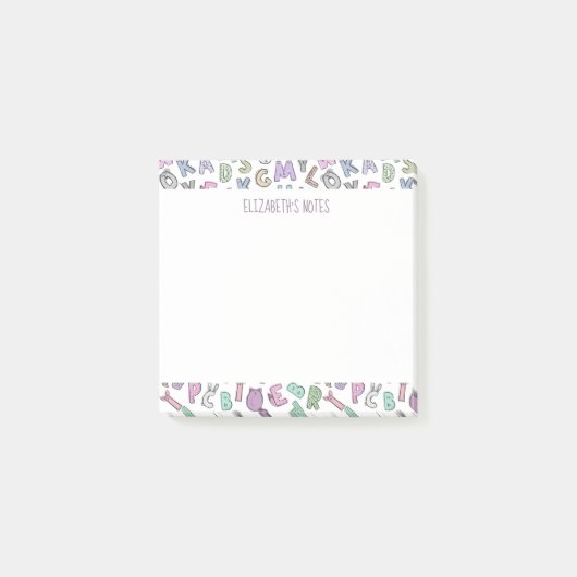 Weiße Buchstaben Post-it Klebezettel (Vorderseite)