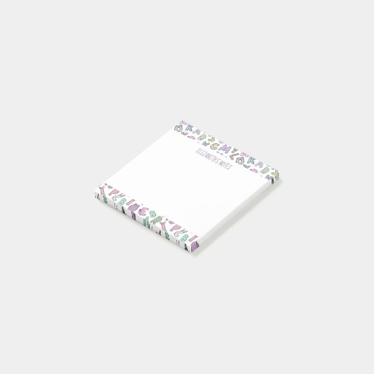 Weiße Buchstaben Post-it Klebezettel (angewinkelt)