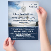 Weiße Buddha-Statue, Buddhismus, buddhistisches Ad Flyer (Hand)