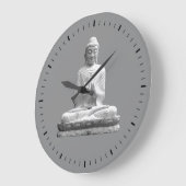 Weiße Buddha-Statue Große Wanduhr (Winkel)