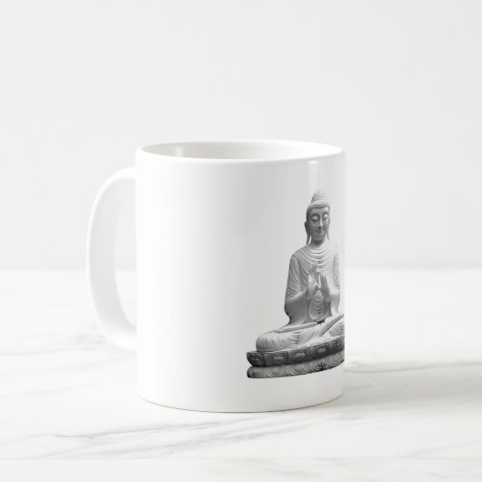 Weiße Buddha-Statue Kaffeetasse (Vorderseite Links)