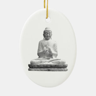 Weiße Buddha-Statue Keramik Ornament