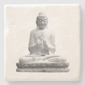 Weiße Buddha-Statue Steinuntersetzer (Vorderseite)