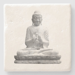 Weiße Buddha-Statue Steinuntersetzer