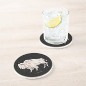 Weiße Büffel-Kuh Untersetzer (Seite)