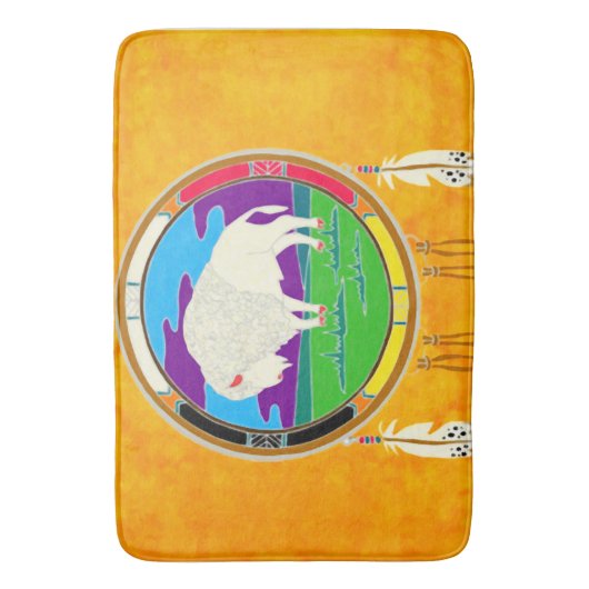 Weiße Büffel-Ureinwohner-Bad-Matte Badematte (Vorderseite Vertikal)