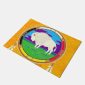 Weiße Büffel-Ureinwohner-Tür-Matte Fußmatte (Schrägansicht)