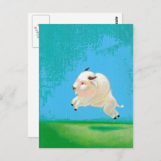 Weiße Büffelkunst Spaß beim Springen von Bisons Postkarte (Vorne/Hinten)