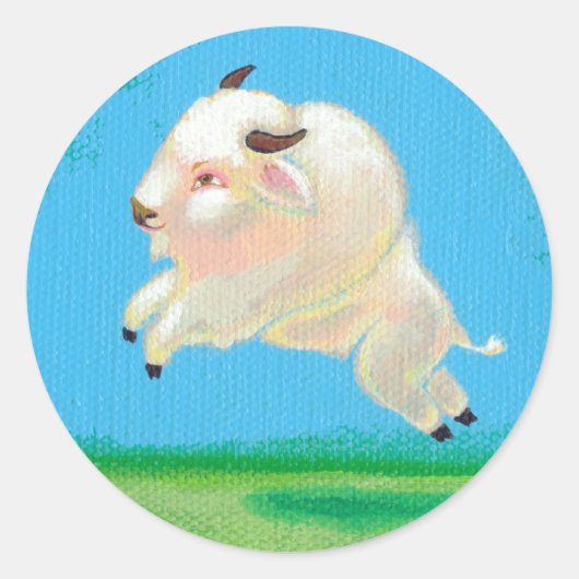 Weiße Büffelkunst Spaß beim Springen von Bisons Runder Aufkleber (Vorderseite)