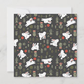 Weiße Bunnies & Frühlingsblumen Ostern Einladung (Rückseite)