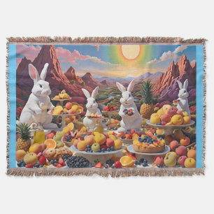 Weiße Bunnies mit fruchtiger Landschaft Decke