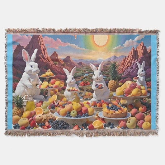 Weiße Bunnies mit fruchtiger Landschaft Decke (Vorderseite)