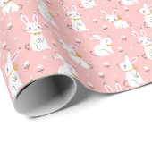 Weiße Bunnies: Niedliche, blumenlose Naht Geschenkpapier (Rolleneckpunkt)
