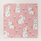 Weiße Bunnies: Niedliche, blumenlose Naht Puzzle (Vertikal)